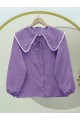 Bebe Yaka Dantelli Kolu Lastikli Gömlek -Lila