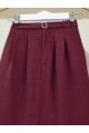 Beli Lastikli Kemer Detaylı Tensel Cupra Pantolon -Bordo