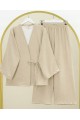 Önden Bağlamalı Pantolonlu Kimono Takım -Bej