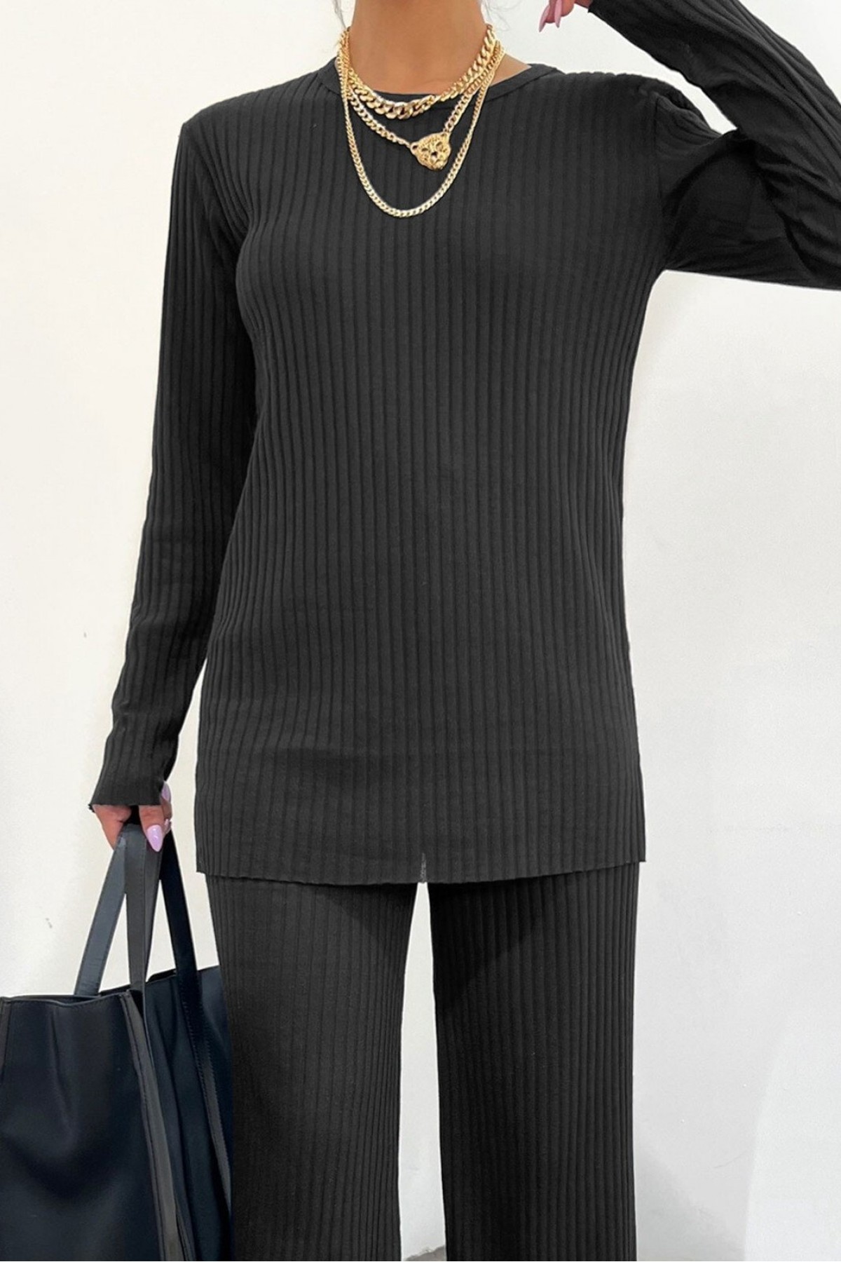 Bisiklet Yaka Kaşkorse Takım    -Antrasit