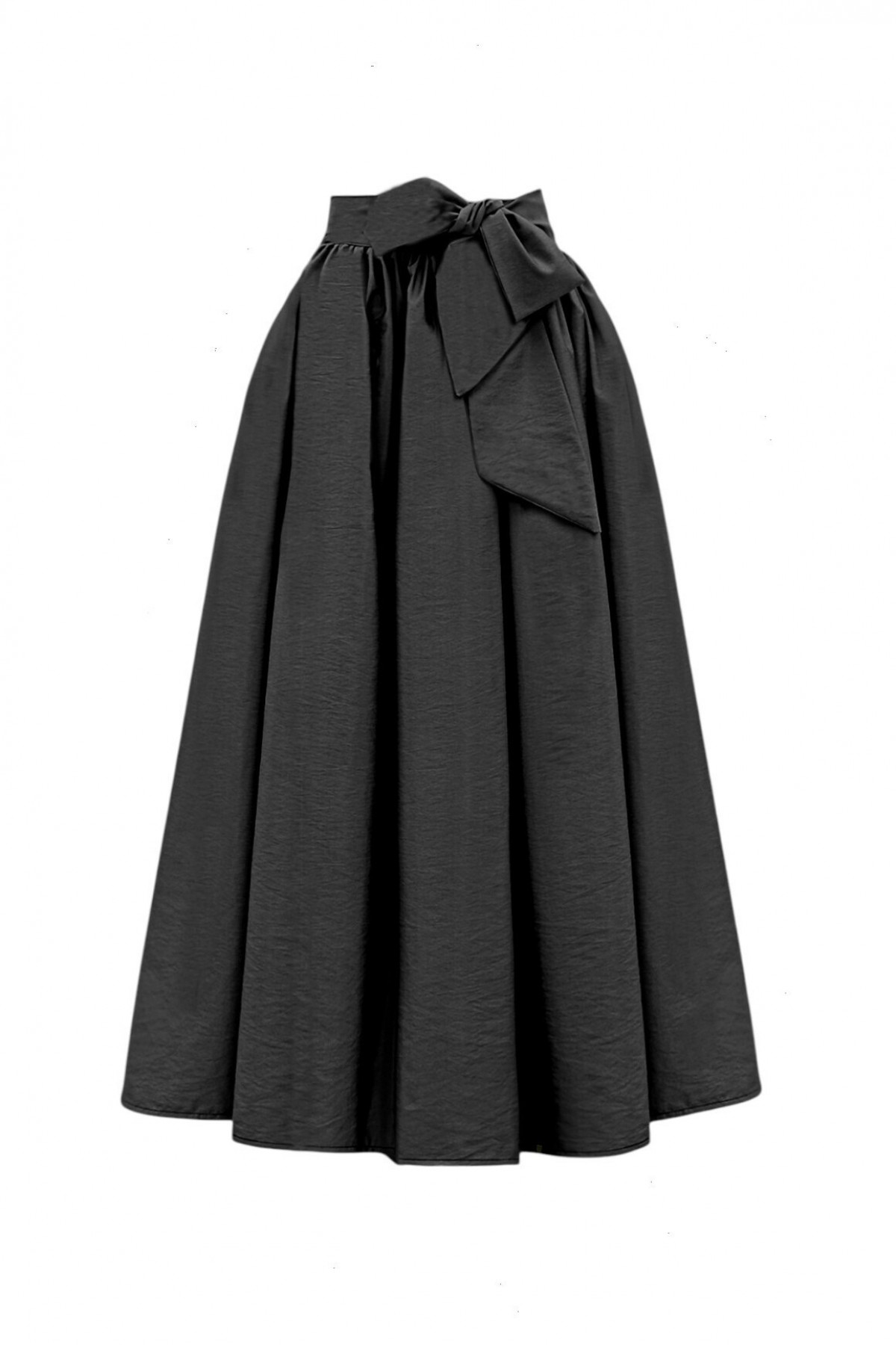 Piliseli Kemerli Paraşüt Etek -Siyah