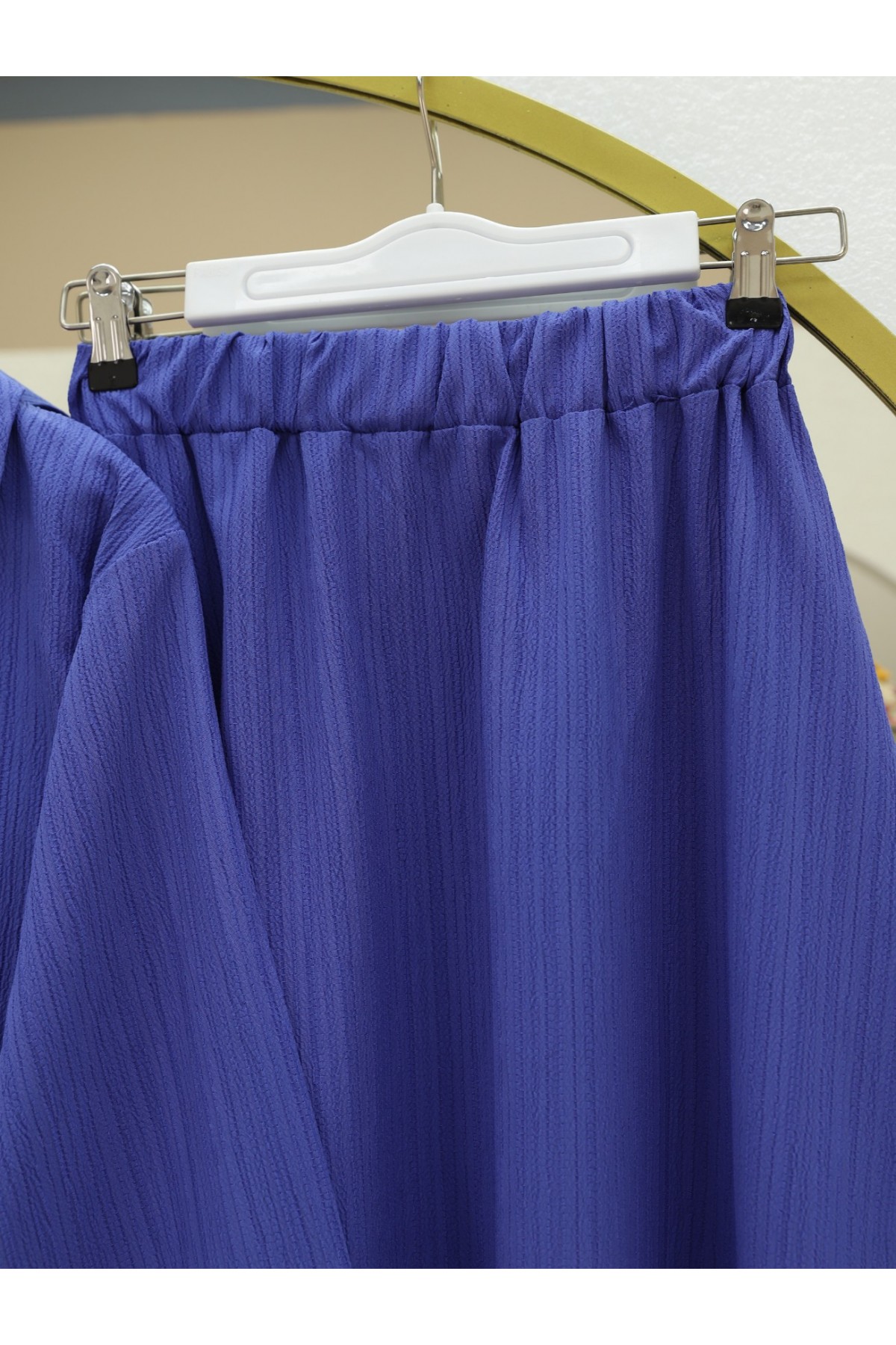 Önü Bağlamalı Etekli Krinkıl Takım  -Leylak