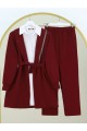 Yakası Metal Püsküllü Kemerli Ceket Pantolon Takım -Bordo