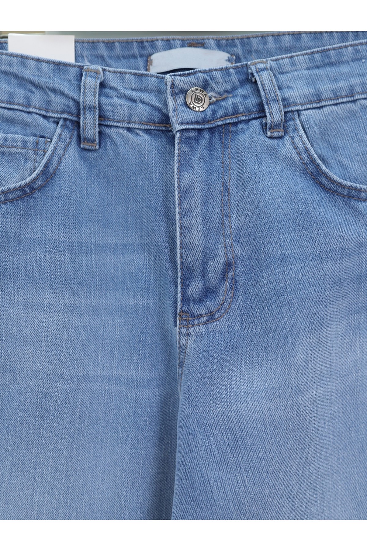 Çok Cepli Yüksek Bel Kot Pantolon  -Buz Mavi