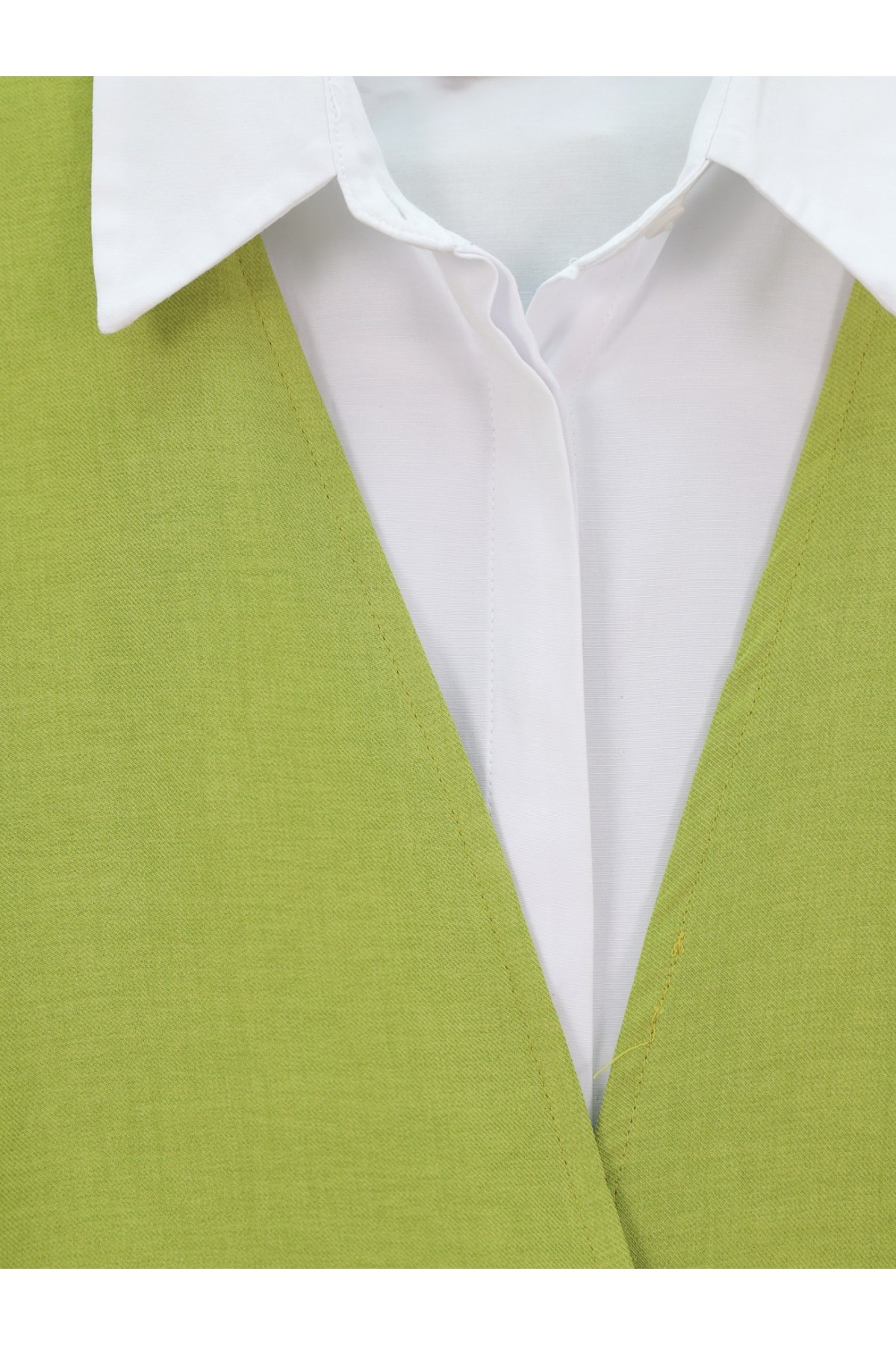 Önden Bağlamalı Pantolonlu Kimono Takım -Yağ Yeşili