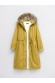 İçi Pelüş Çıkma Ķapşonlu Bondig Mont  -Sarı
