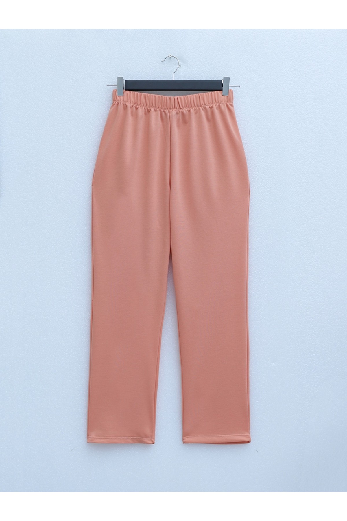 Yuvarlak Yaka Üst Uzun İki İplik Penye Takım -Yavruağzı