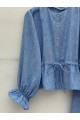 Önü Düğmeli Kolu Lastikli Tünel Bağcıklı Keten Takım -Mavi