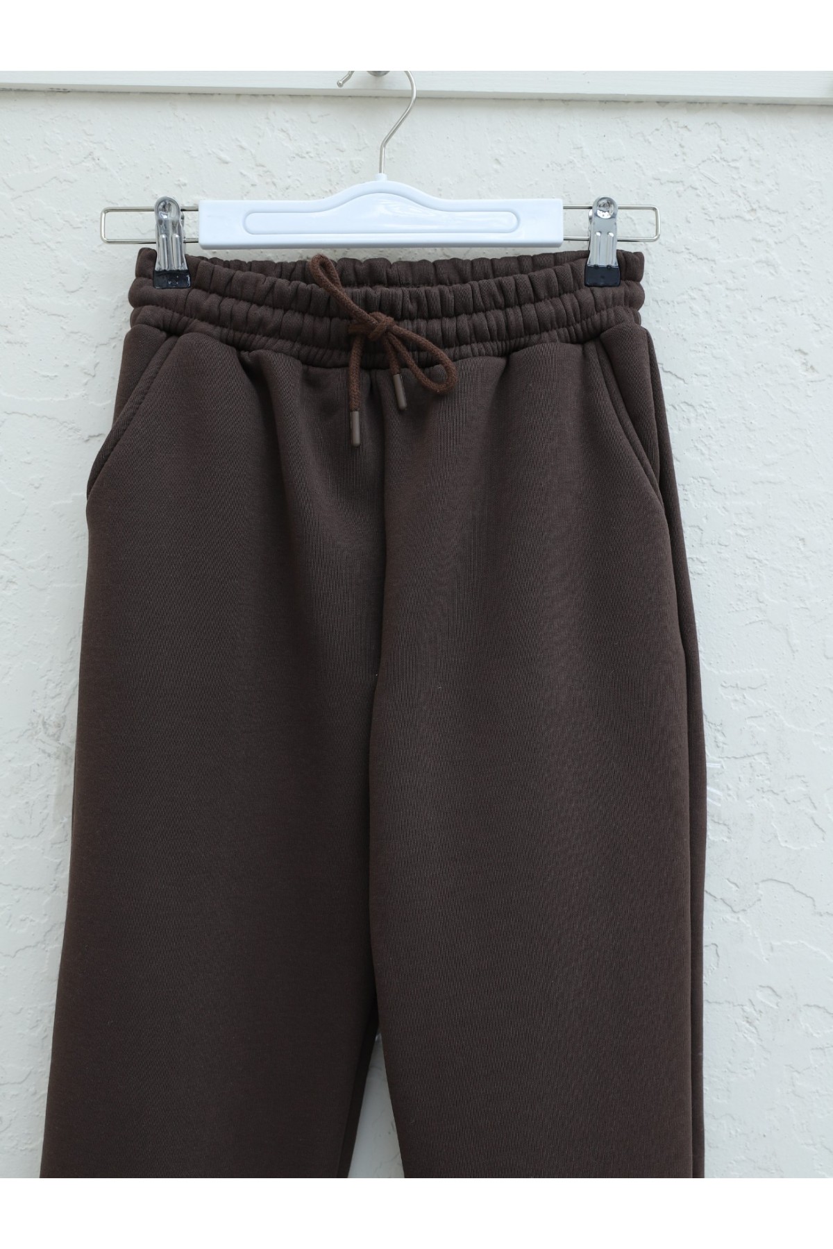 Beli Lastikli Cepli Şardonlu Eşofman Altı -Kahve