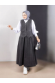 V Yaka Yelekli Etekli Kot Takım -Füme