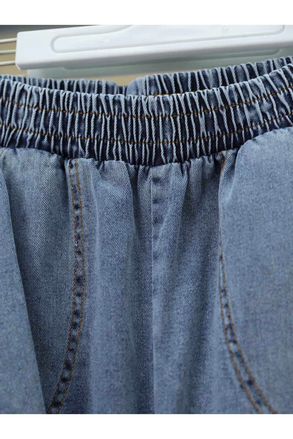 Taş Detaylı Ceket Pantolon Kot Takım -Buz Mavi