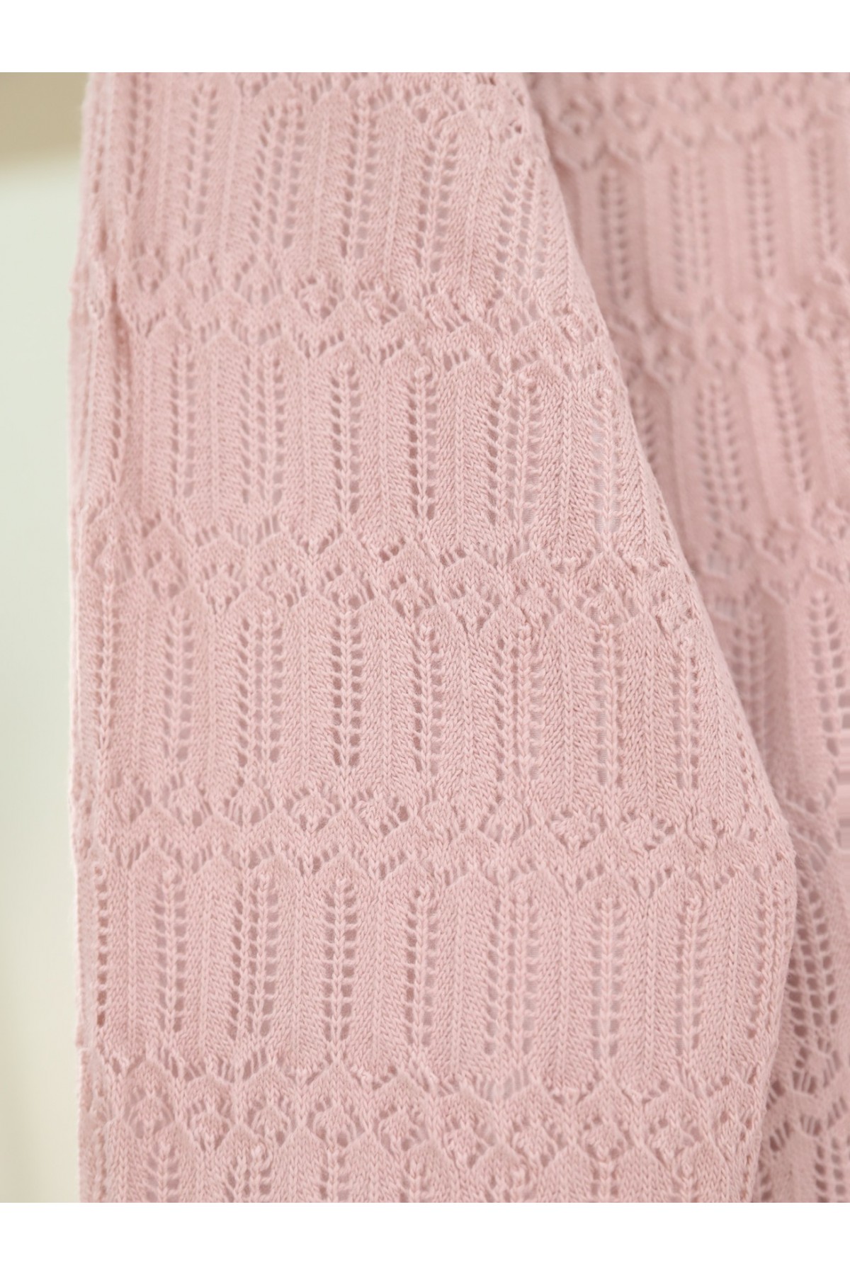 Ajurlu  Desenli Baharlık Hırka  -Pudra