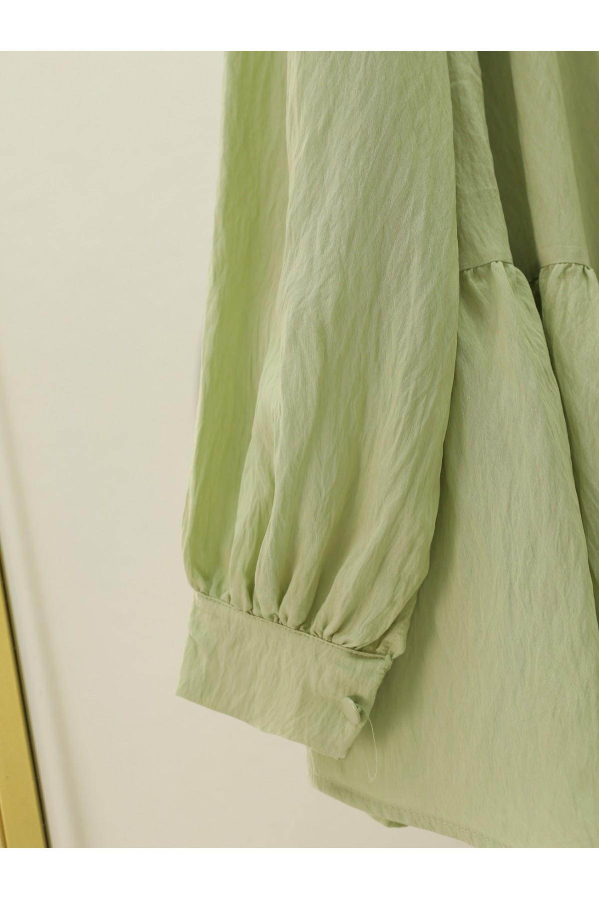 Önü Fiyonk Detaylı Parçalı Gömlek  -Su Yeşili