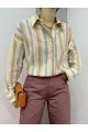 Kabartma Çizgili Tek Cepli Oversize Gömlek -Fosfor Y.