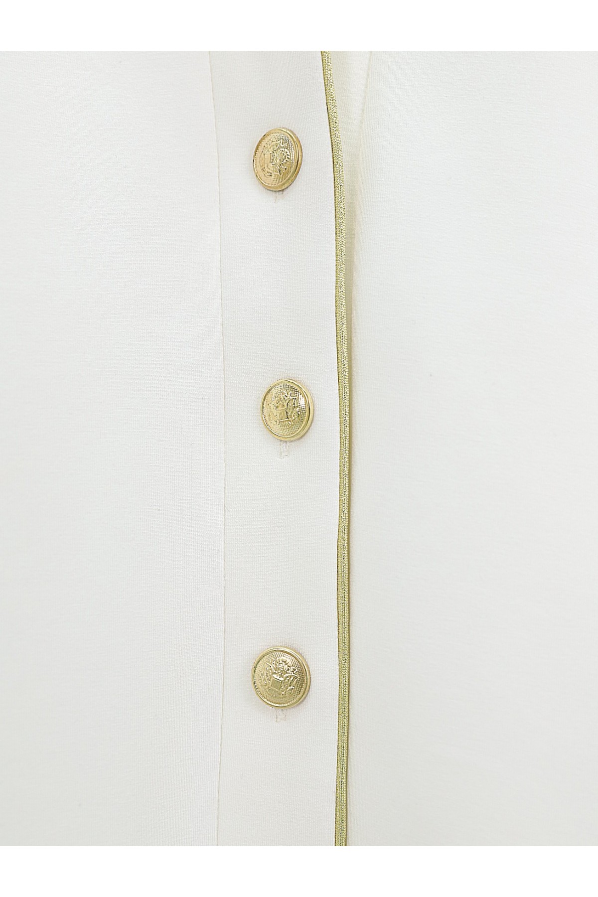 Düğmeli Biyeli Osyho Hırka -Beyaz