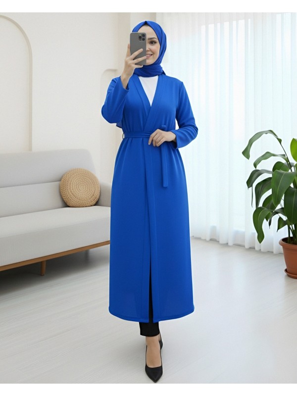 Önü Çift Bağlamalı Uzun Kap -Saks