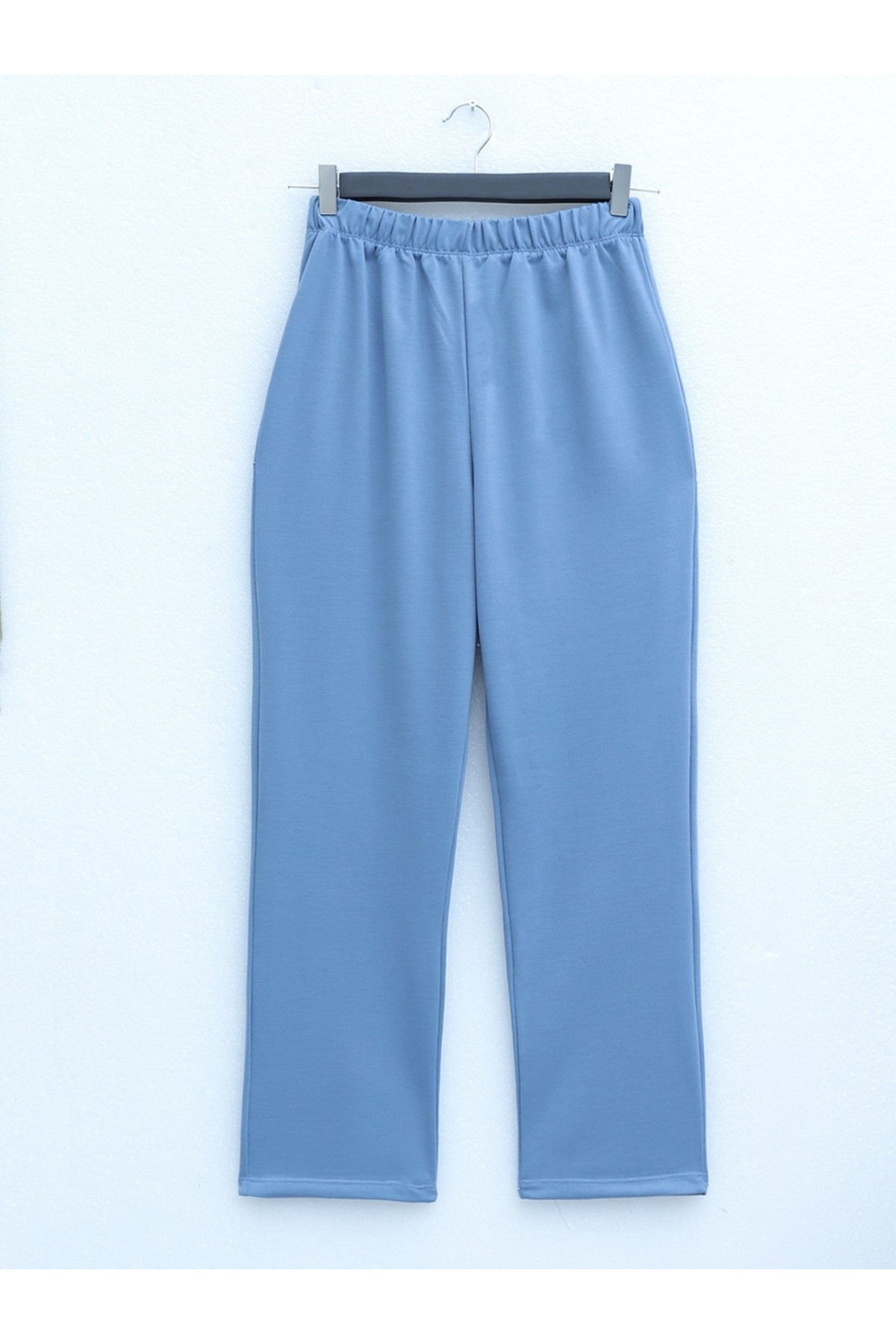 Yuvarlak Yaka Üst Uzun İki İplik Penye Takım -Bebe Mavi