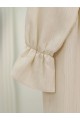 Önü Fırfırlı Bağlamalı Krinkıl Kimono -Bej
