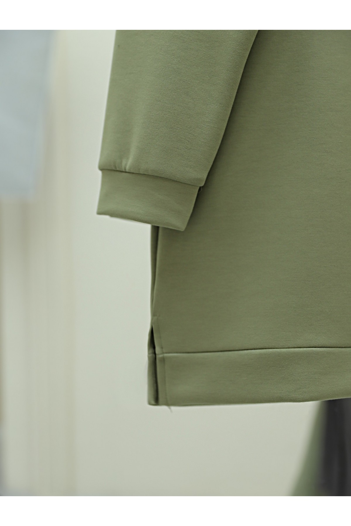 Kuş Desenli Taşlı Oysho Tunik  -Haki