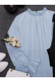 Yakası Büzgülü Bluz     -Bebe Mavi