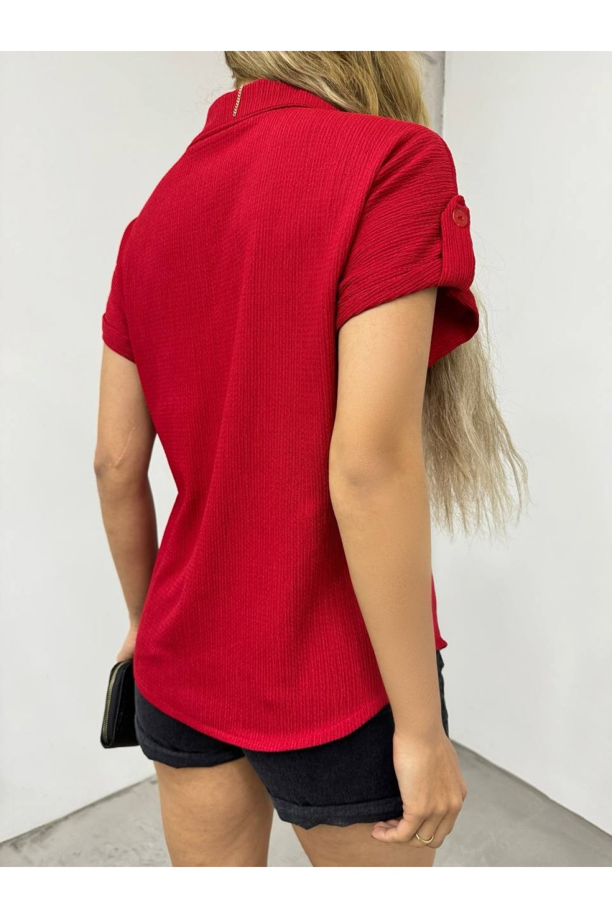 Duble Kol Tek Cepli Bürümcük Gömlek  -Bordo