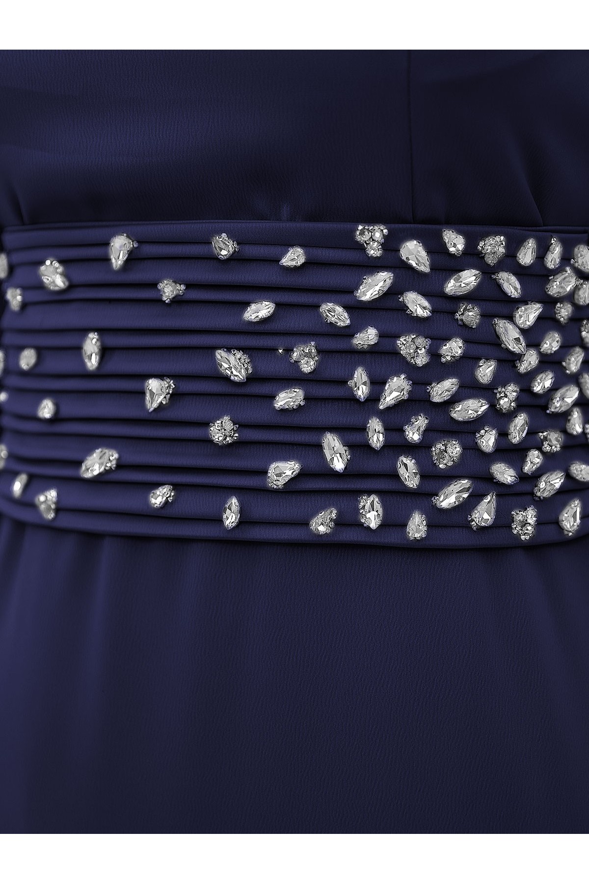 Korse Kemerli Taşlı Saten Abiye  -Laci