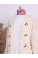 Ajurlu Nakışlı Hırka   -Krem