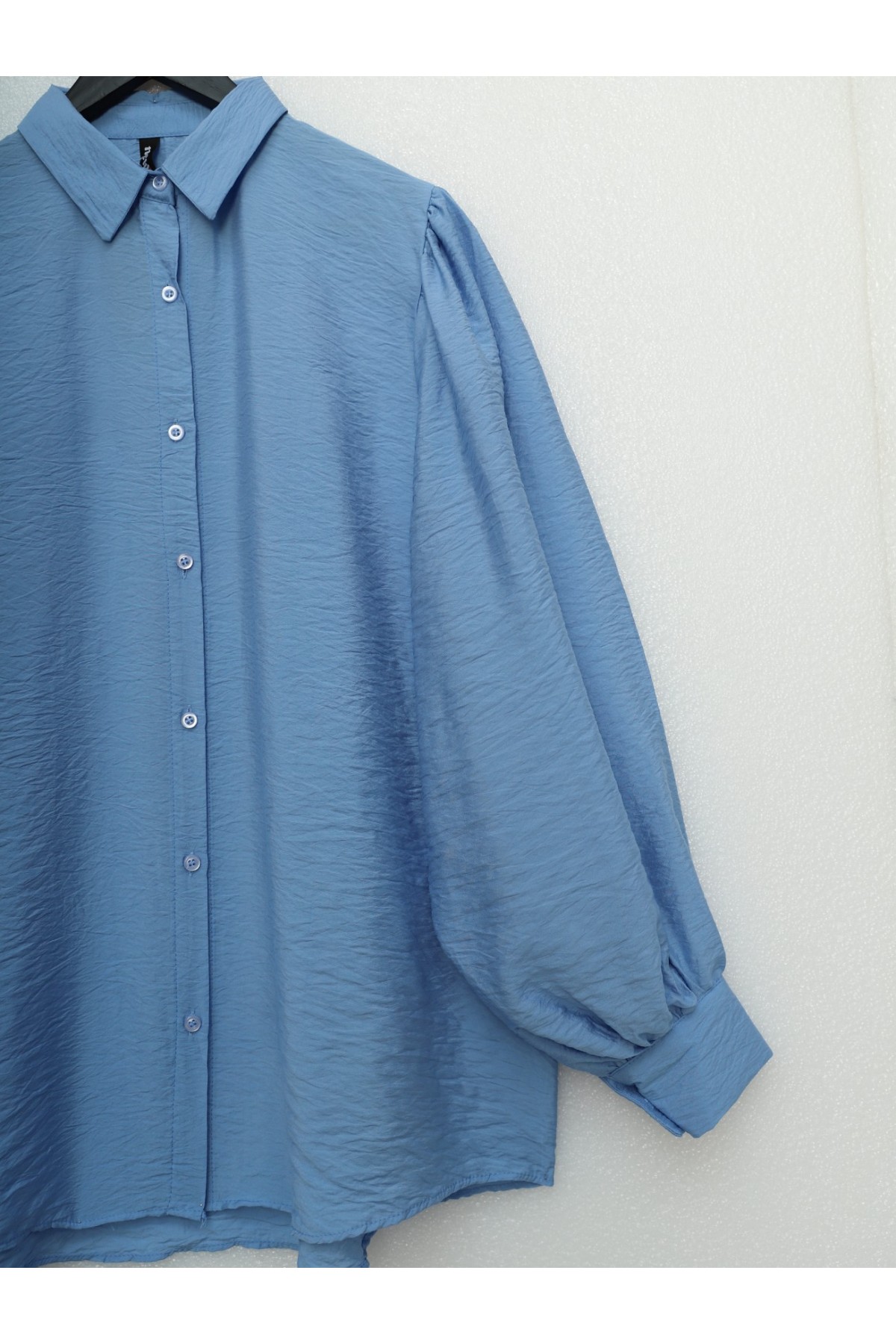 Balon Kol Düz Tunik -Mavi