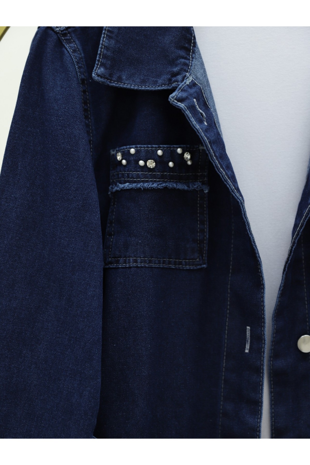 Taş Detaylı Ceket Pantolon Kot Takım  -Laci