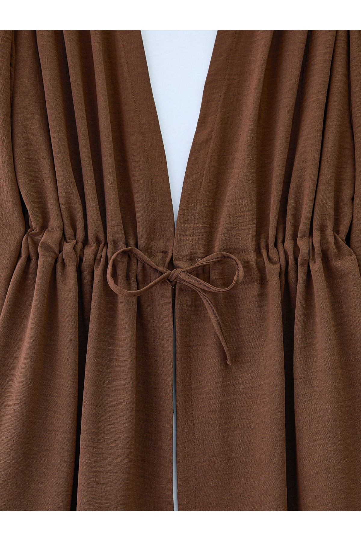 Tünel Bağcıklı Ayrobin Kimono Takım -Kahve