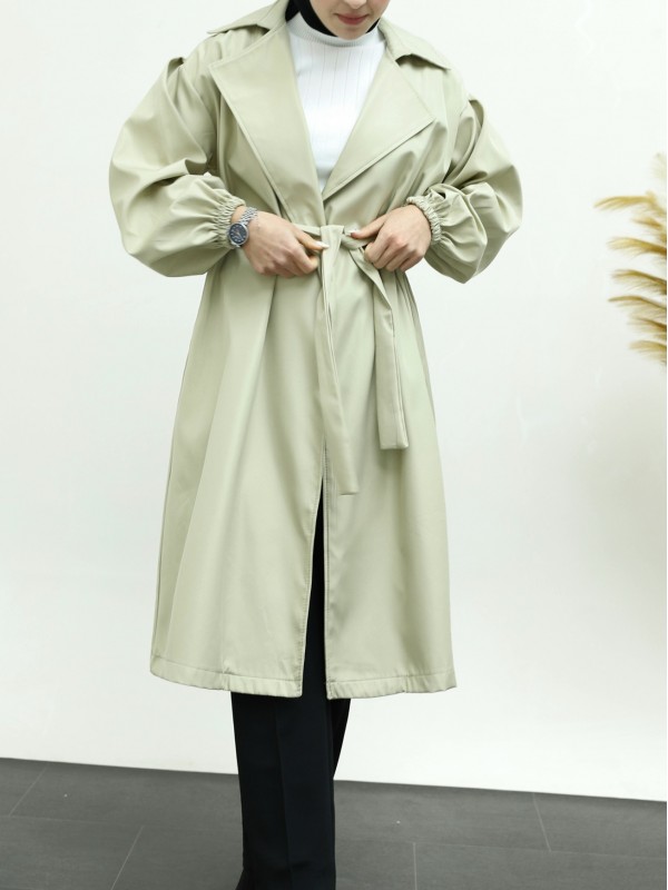 Düğmesiz Kemerli Standart Bonding Kap  -Bej