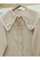 Bebe Yaka Dantelli Kolu Lastikli Gömlek -Vizon