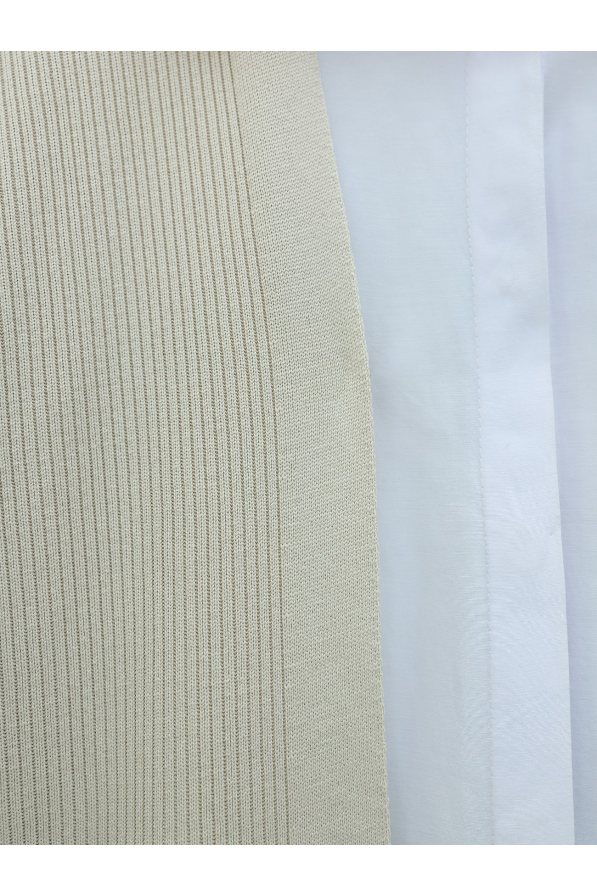 Yanları Yırtmaçlı Fitilli Uzun Triko Hırka -Taş