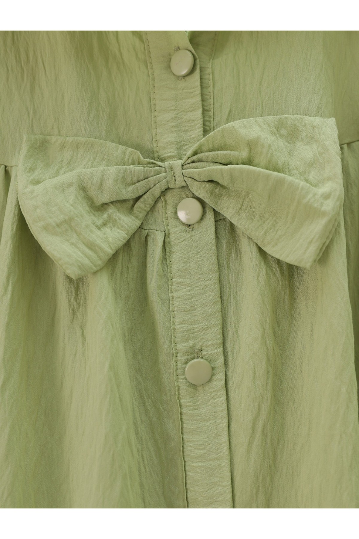 Önü Fiyonk Detaylı Parçalı Gömlek  -Su Yeşili