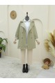 Bolero Detaylı Düğmeli Ara Boy Trençkot -Taş