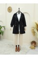 Bolero Detaylı Düğmeli Ara Boy Trençkot -Siyah