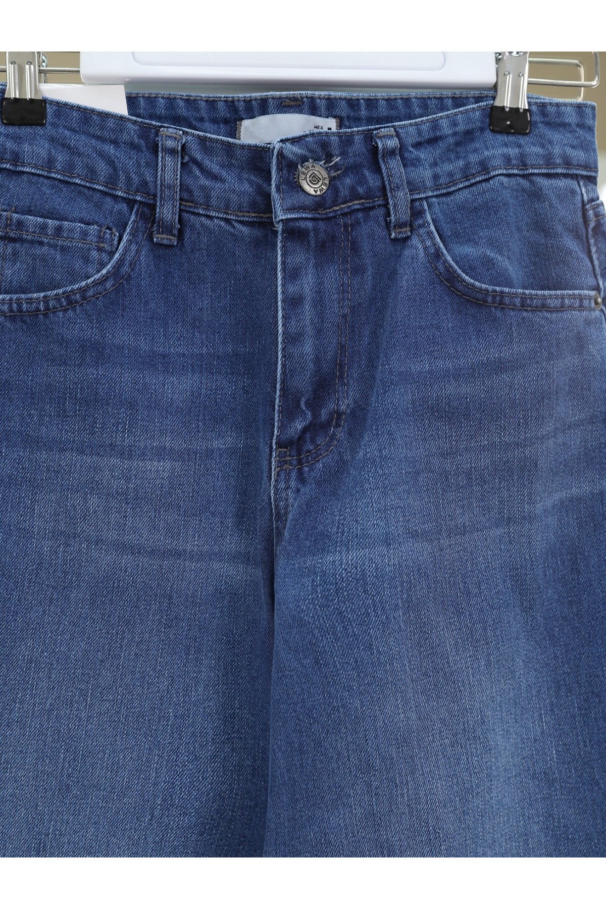 Çok Cepli Yüksek Bel Kot Pantolon  -Mavi