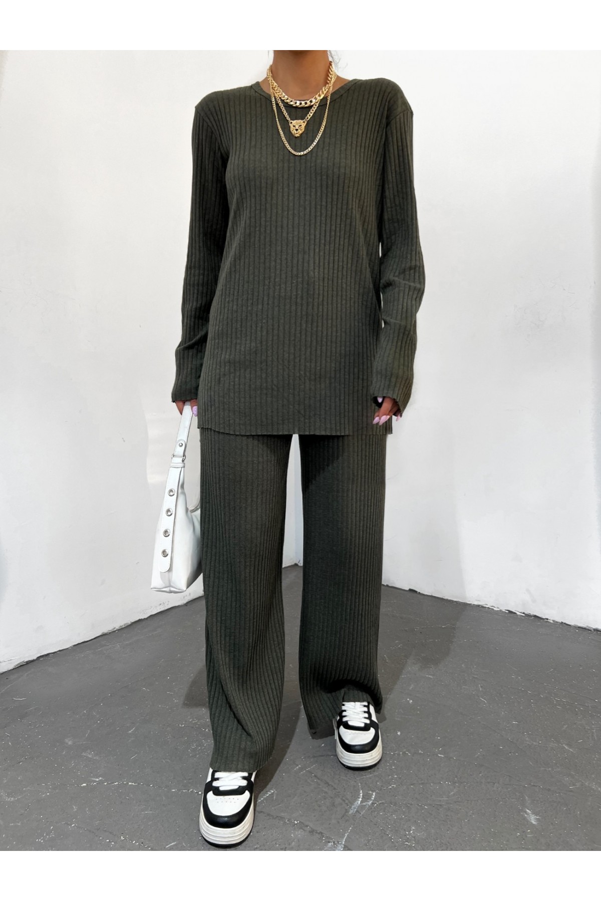 Bisiklet Yaka Kaşkorse Takım -Haki