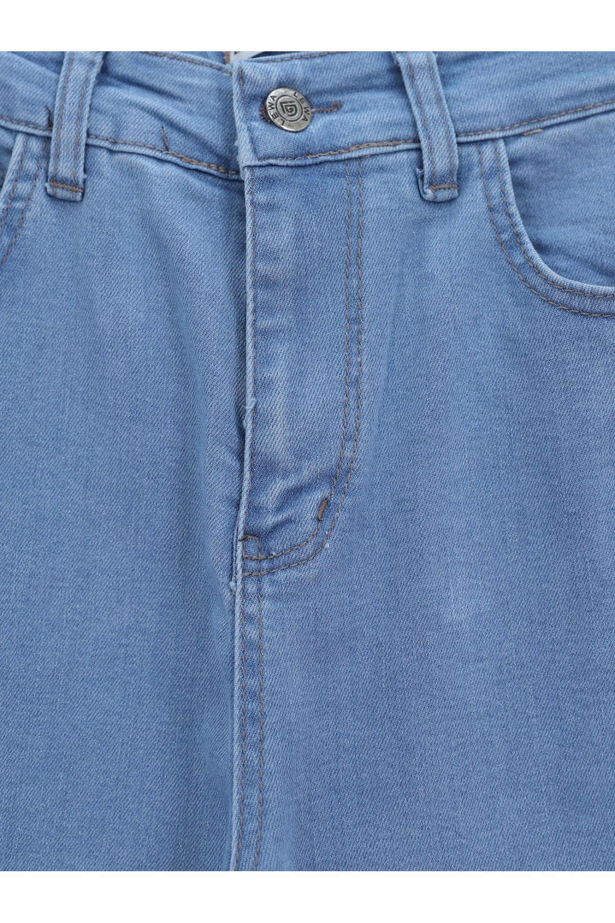 İspanyol Paça Yüksek Bel Kot Pantolon   -Açık Mavi