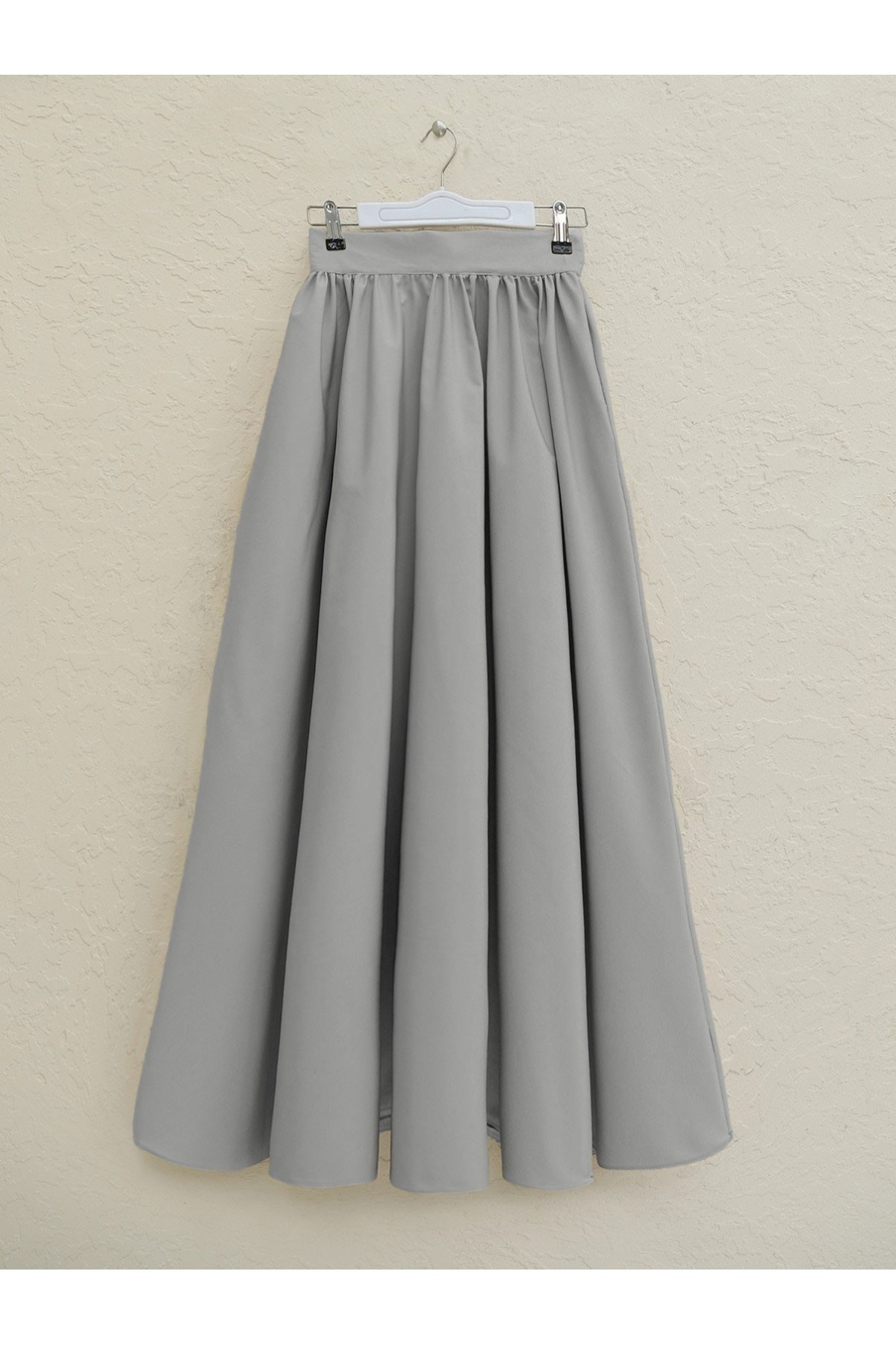 Cepli Pliseli Bondit Etek   -Gri