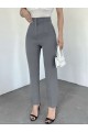 Zra Pileli Havuç Pantolon -Gri