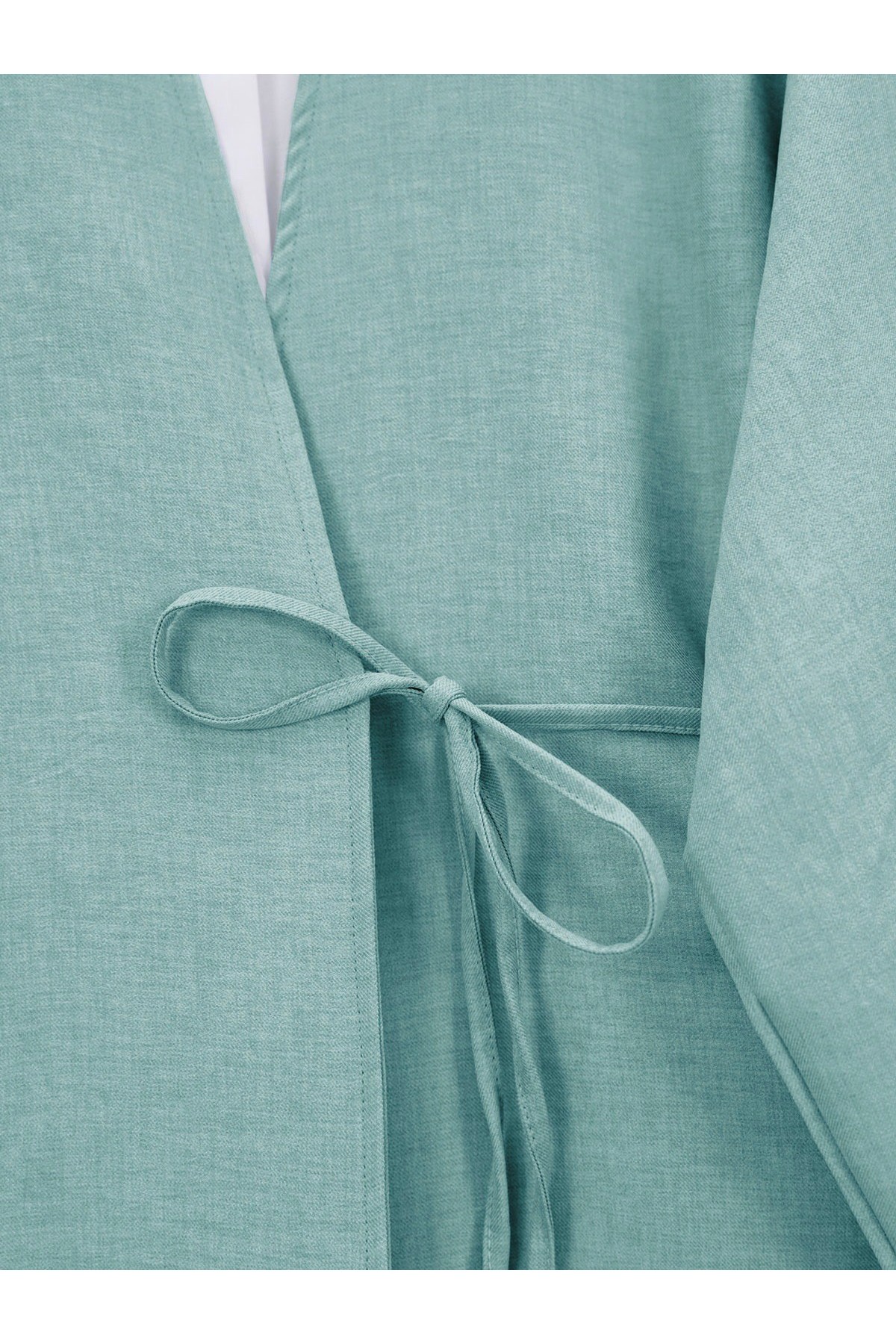 Önden Bağlamalı Pantolonlu Kimono Takım       -Su Yeşili
