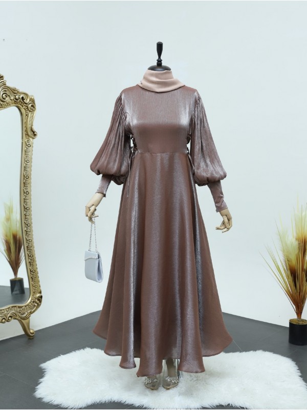 Yanları Bağlamalı Balon Kol Jakarlı Abiye -G.Kurusu