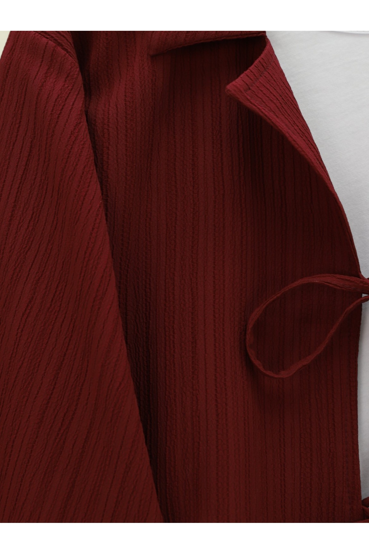 Önü Bağlamalı Etekli Krinkıl Takım  -Bordo