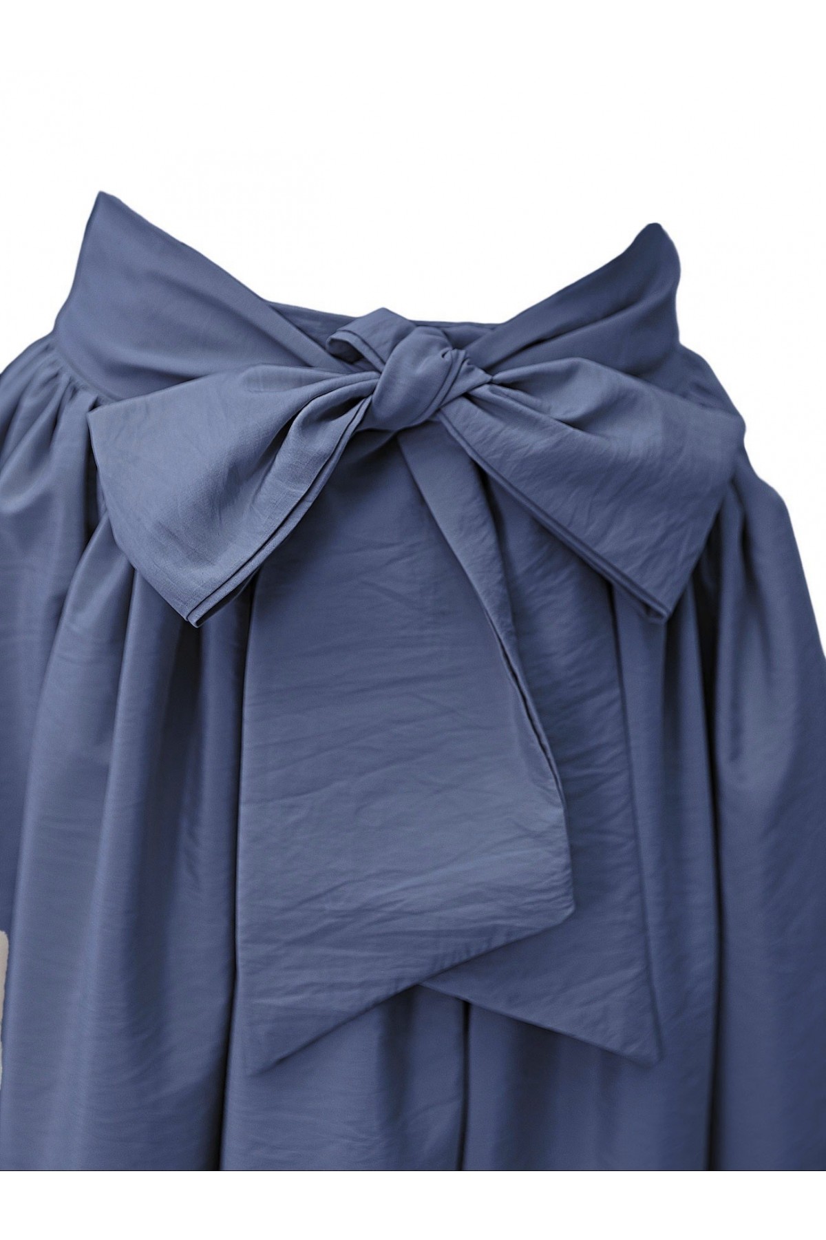 Piliseli Kemerli Paraşüt Etek  -İndigo