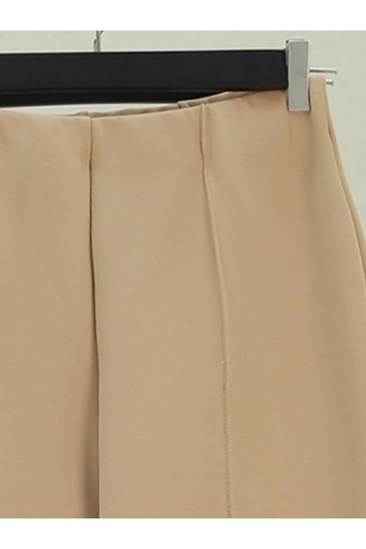 İspanyol Paça Beli Lastikli Likralı Pantolon -Bej