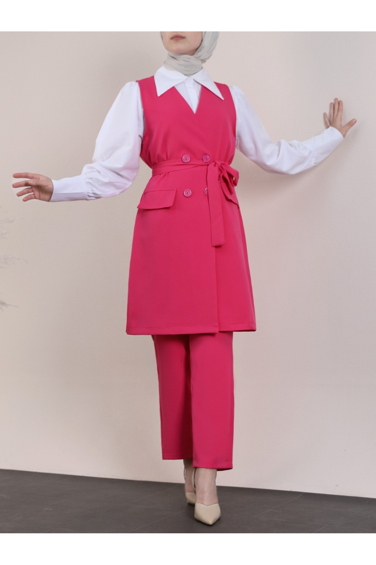 Yeleki Pantolon Takım -Pembe