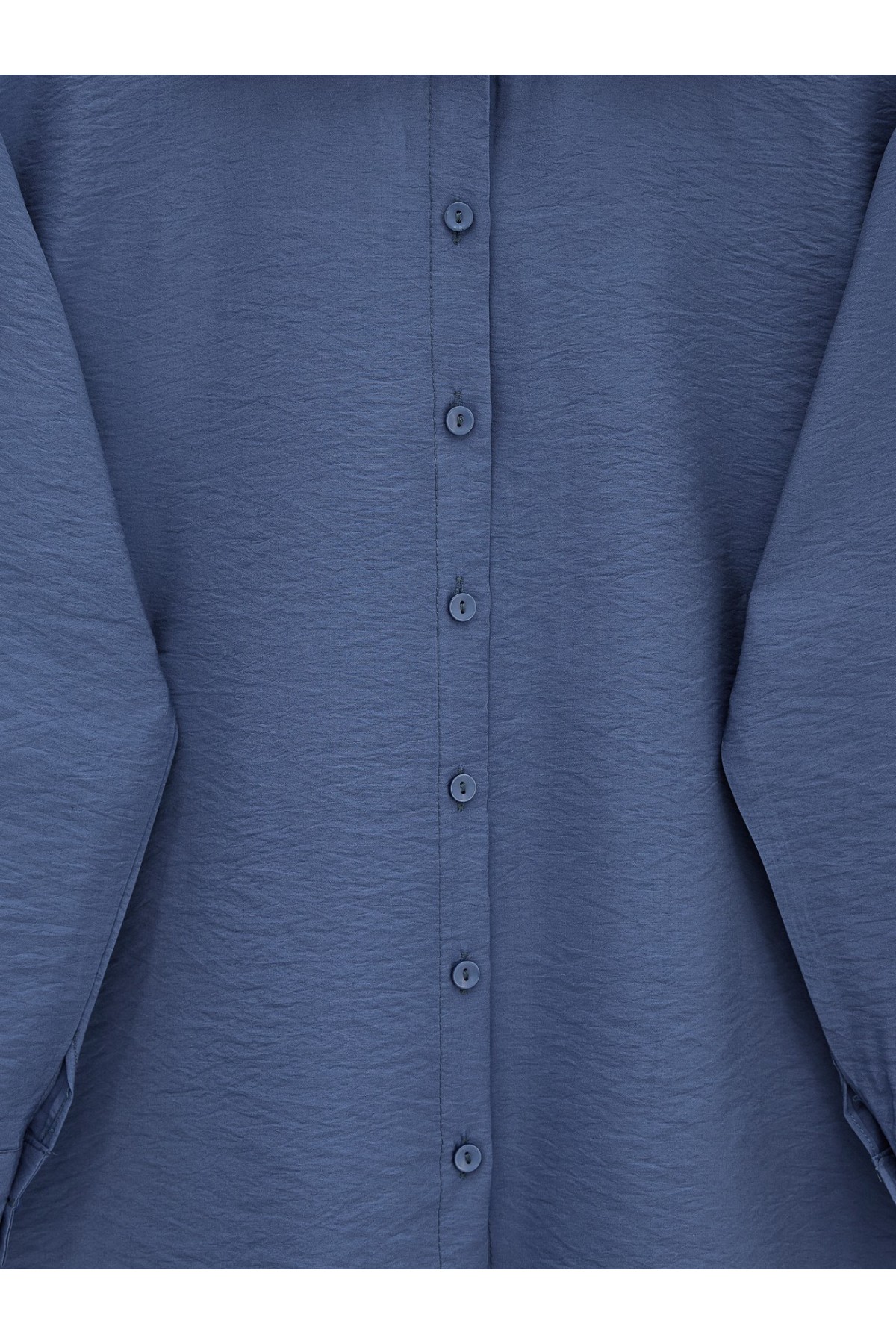Arkası Uzun Düğmeli Poplin Gömlek -İndigo