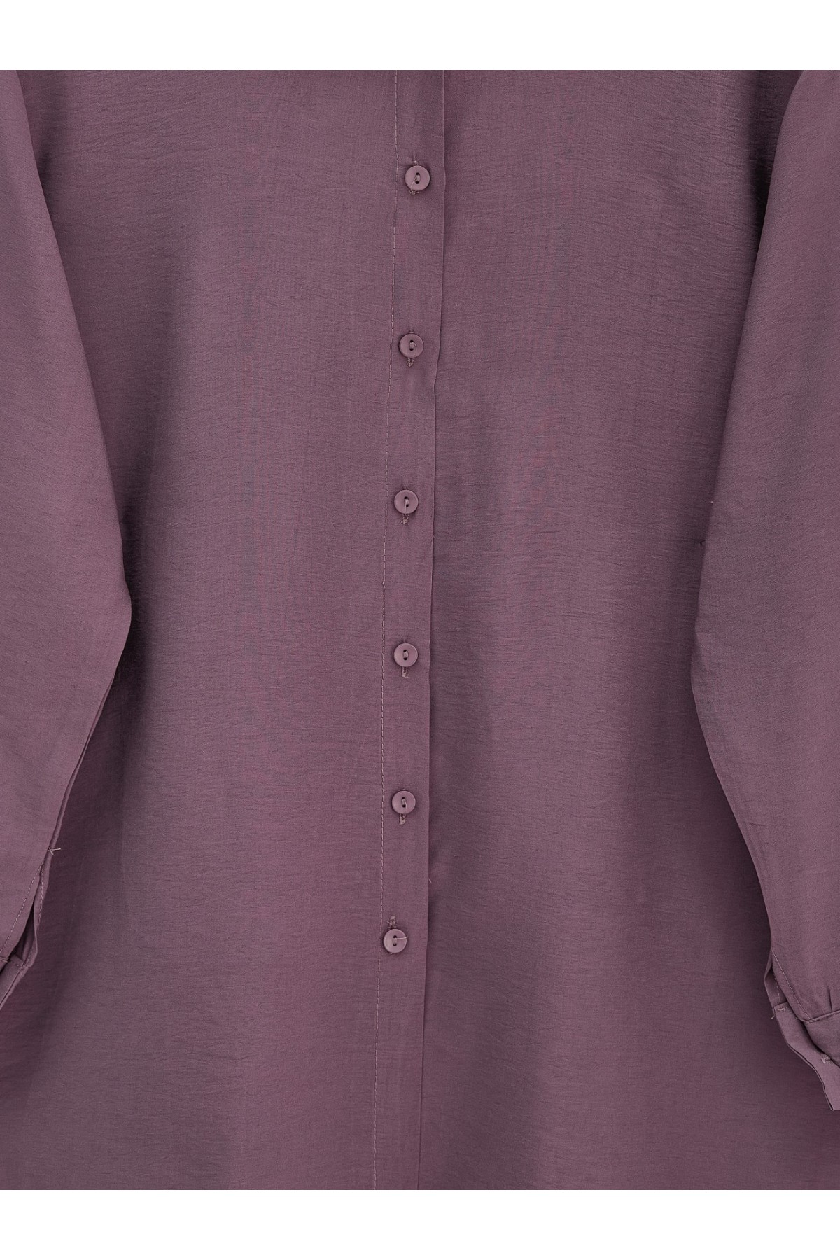 Arkası Uzun Düğmeli Poplin Gömlek -Vişne