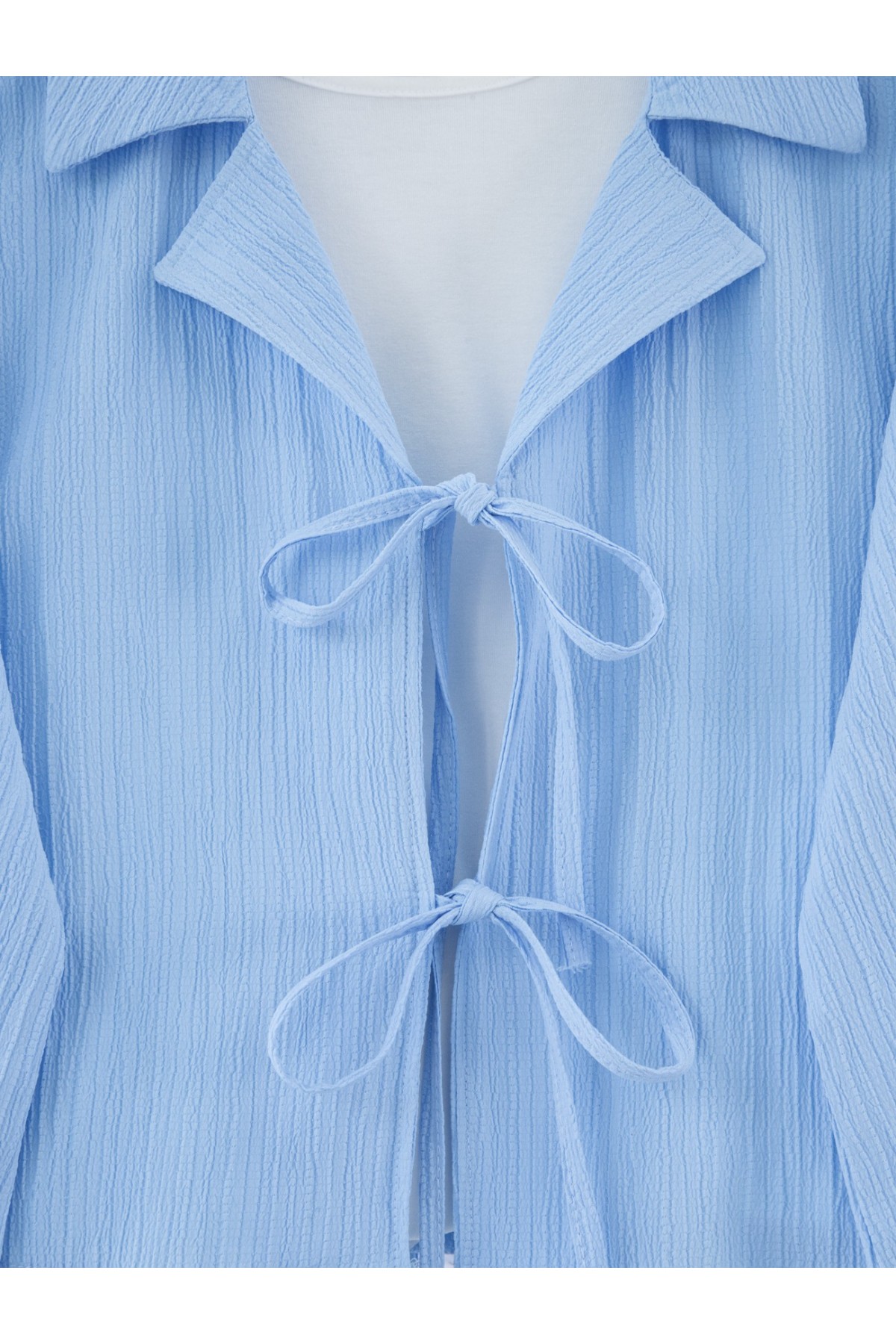 Önü Bağlamalı Etekli Krinkıl Takım   -Bebe Mavi